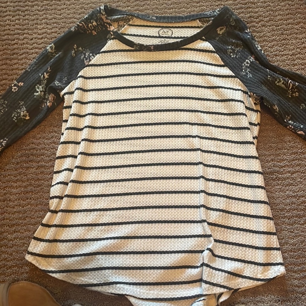 Floral and striped blouse